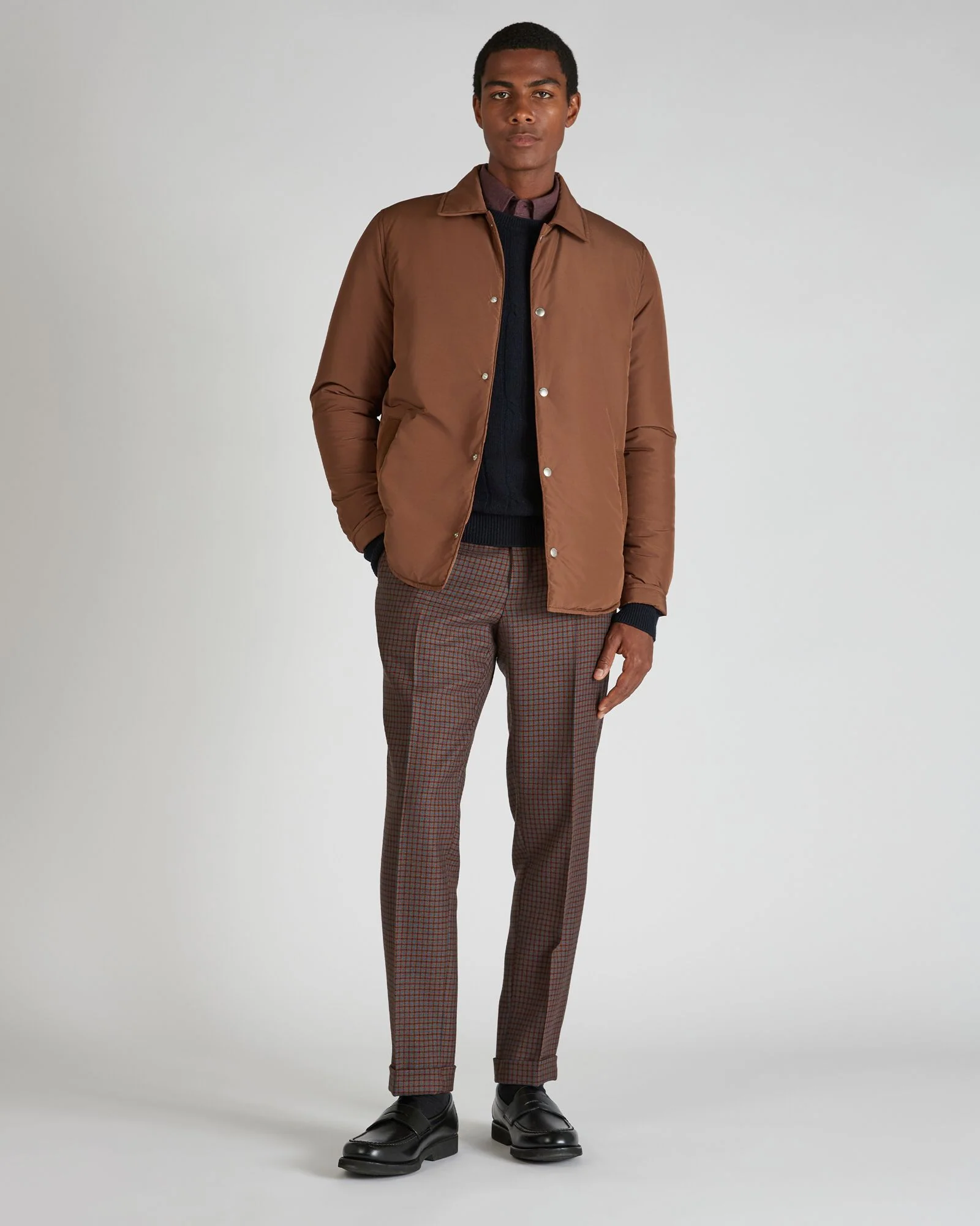 Casual fit technical fabric padded overshirt - Image 5