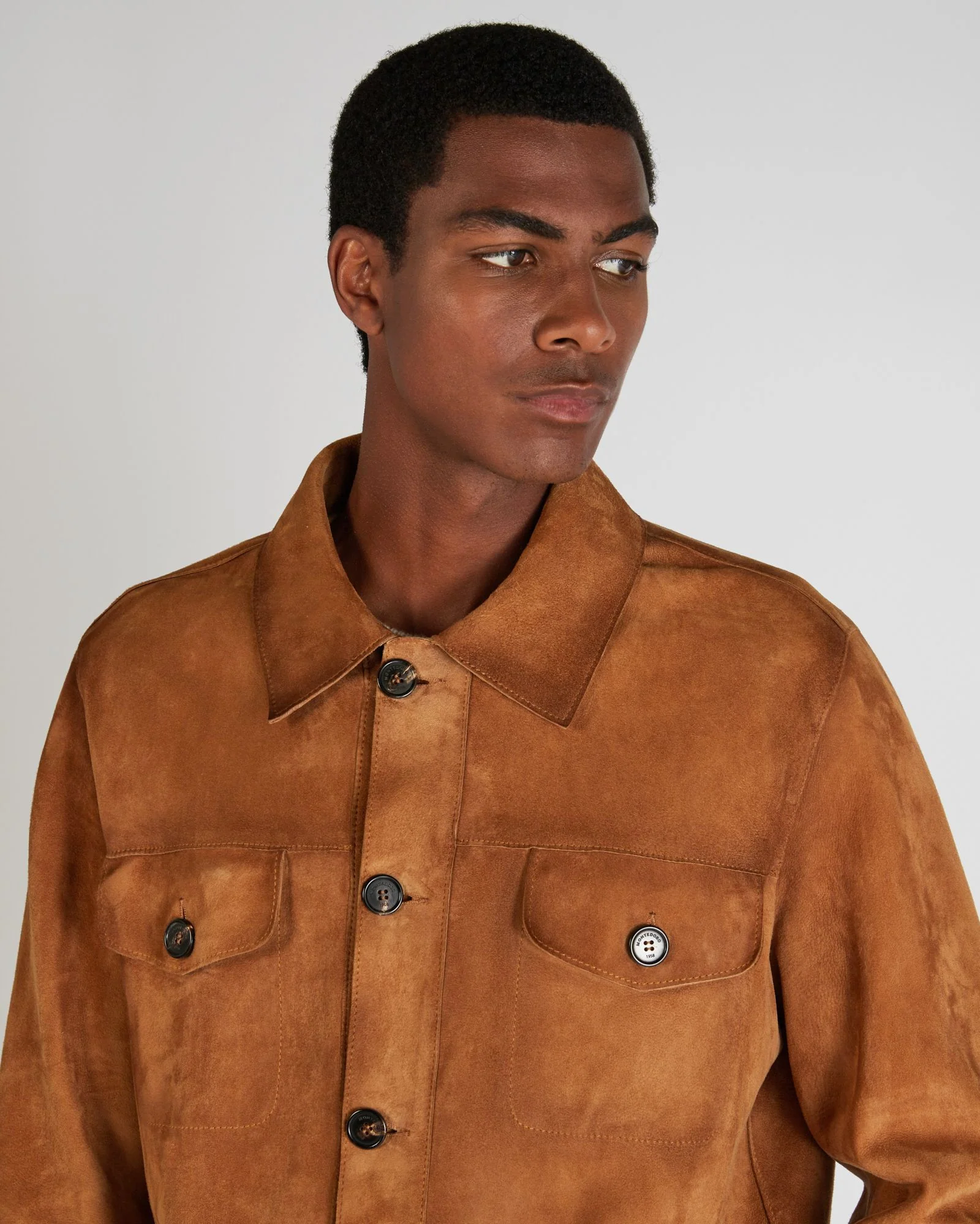 Loose fit leather suede overshirt - Image 4