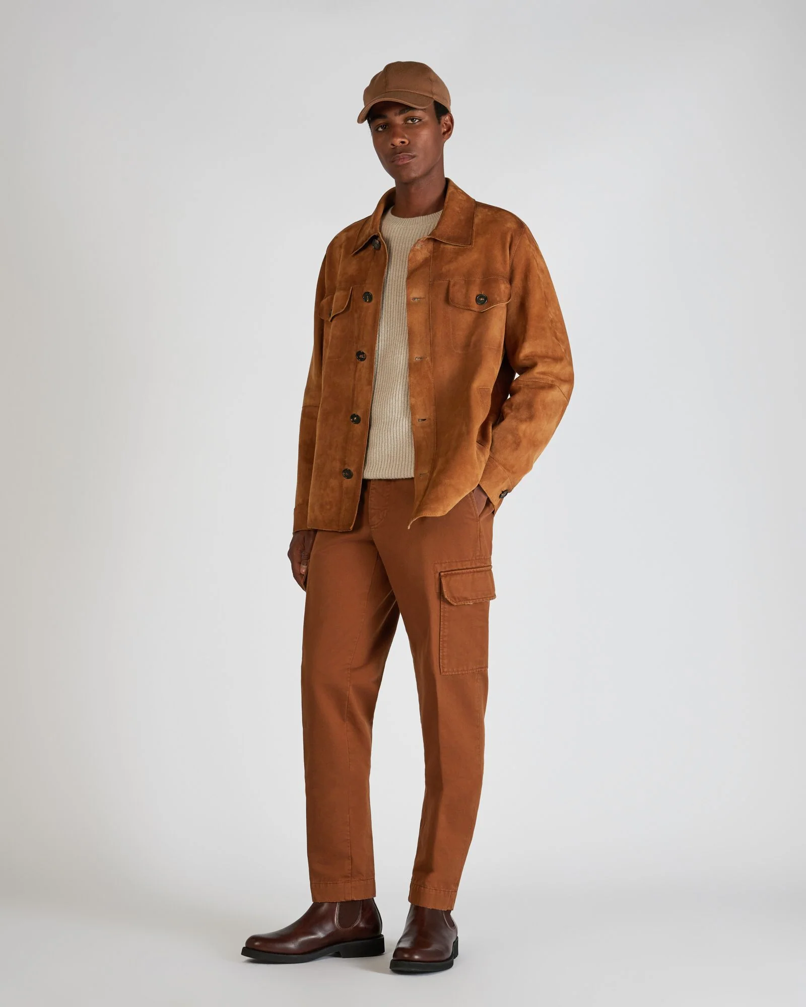 Loose fit leather suede overshirt - Image 5