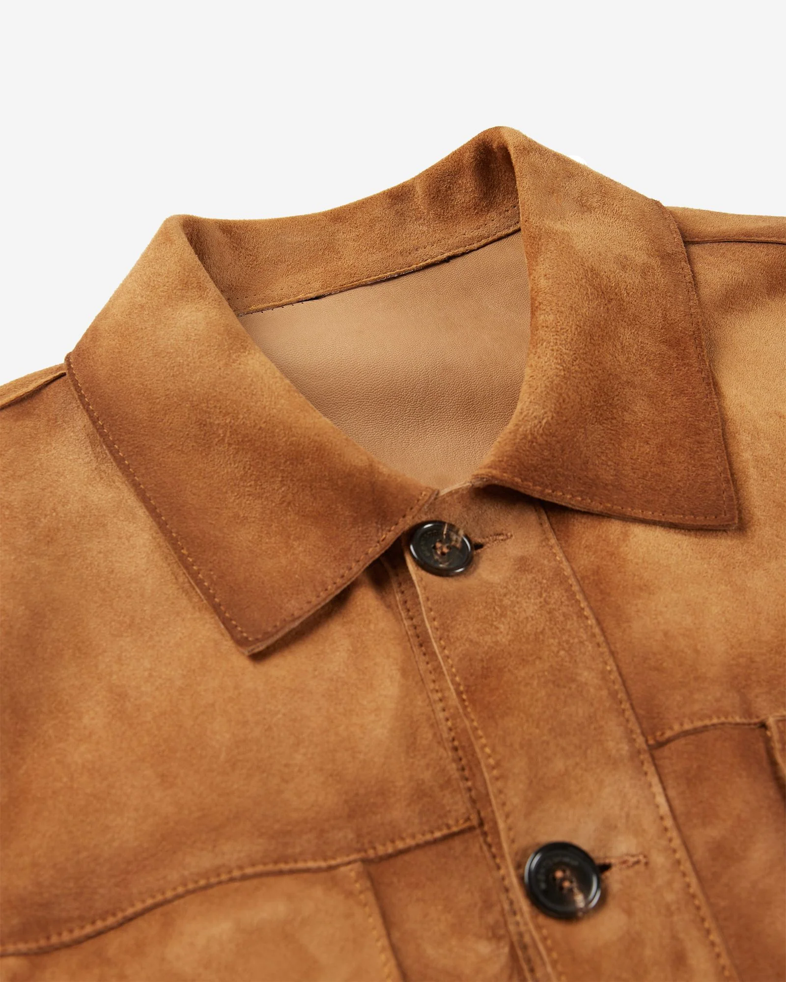 Loose fit leather suede overshirt - Image 6
