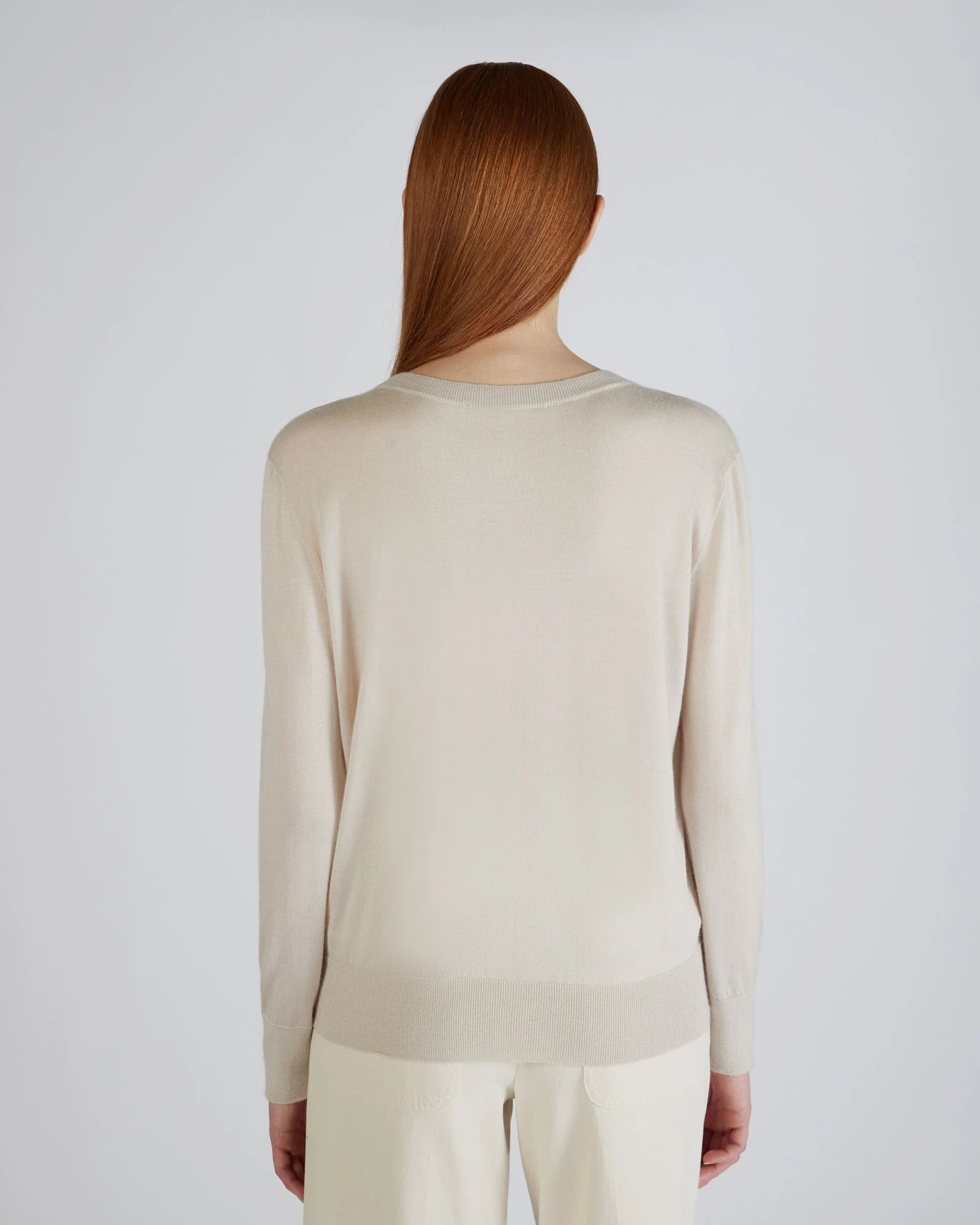 Regular fit crewneck sweater in cashmere and silk - Image 3