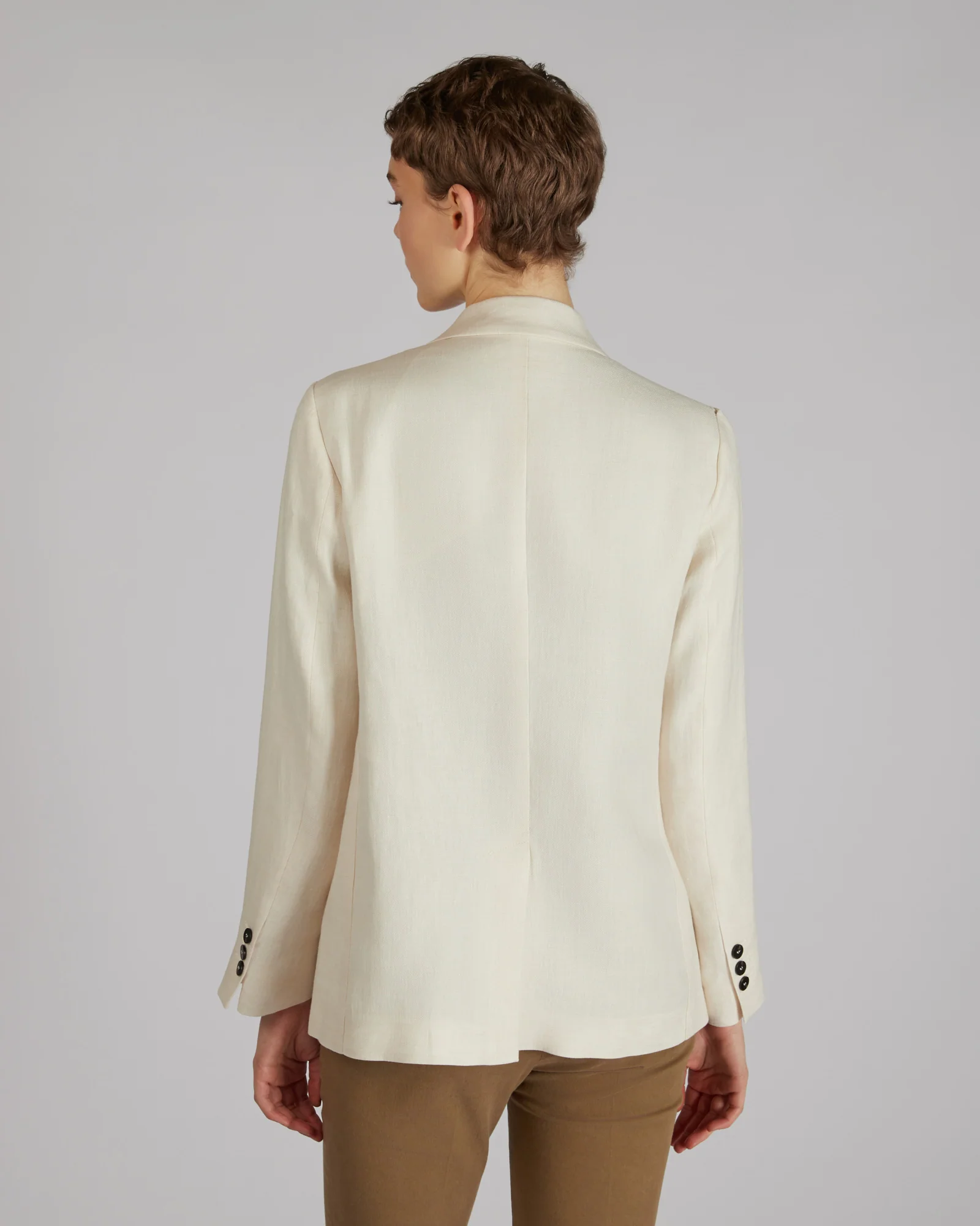 Regular fit double-breasted linen jacket - Image 3