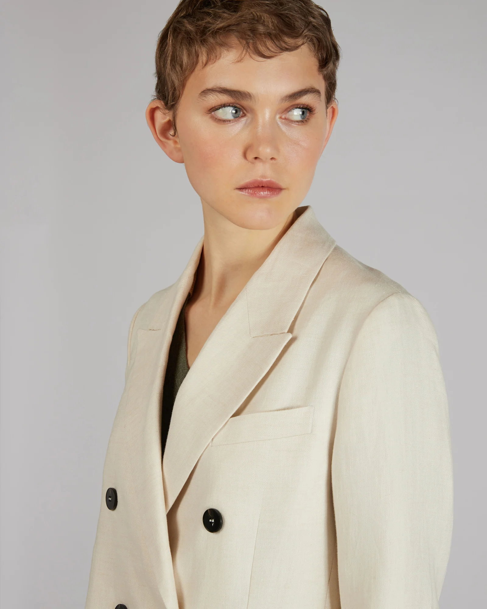 Regular fit double-breasted linen jacket - Image 4