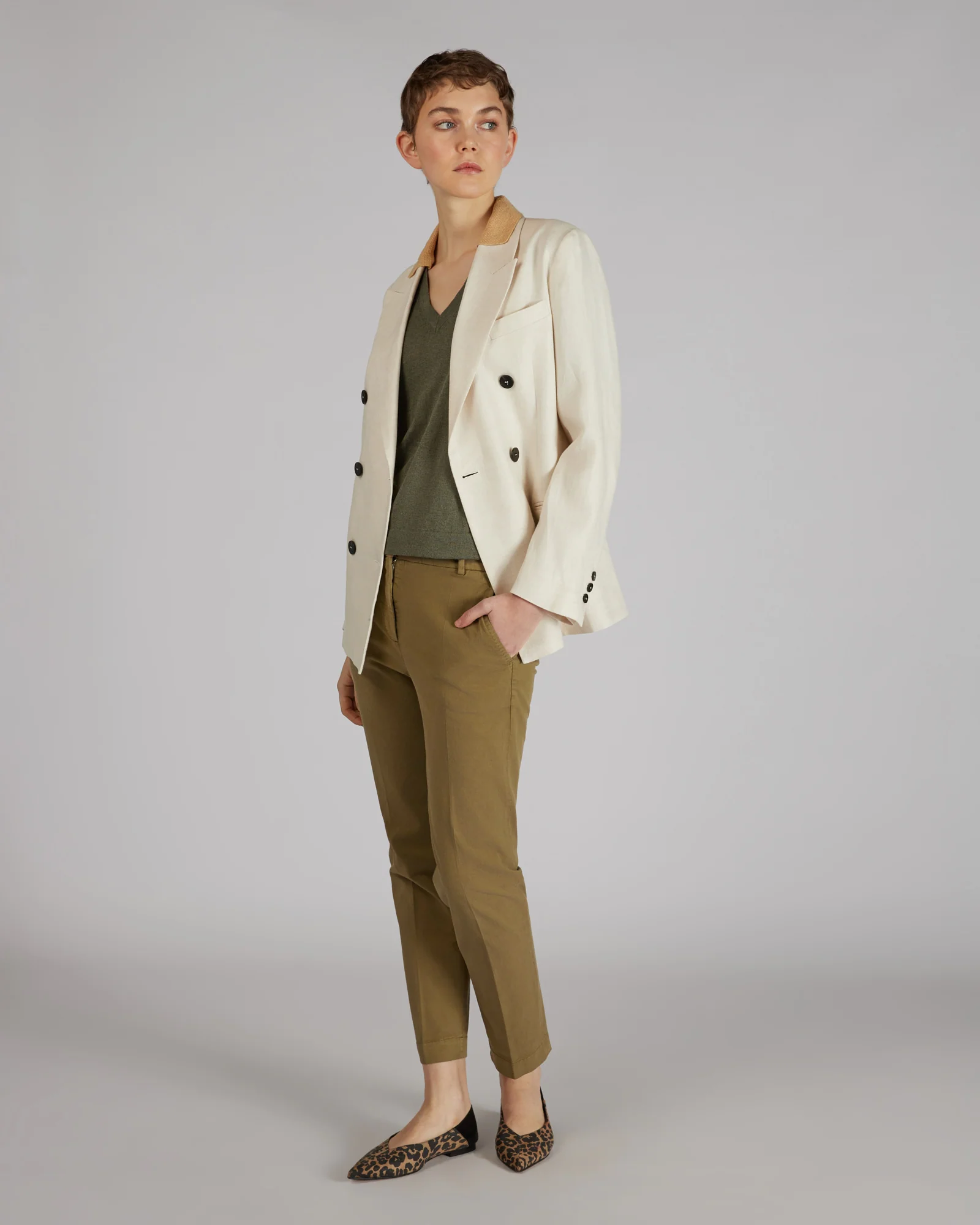 Regular fit double-breasted linen jacket - Image 5