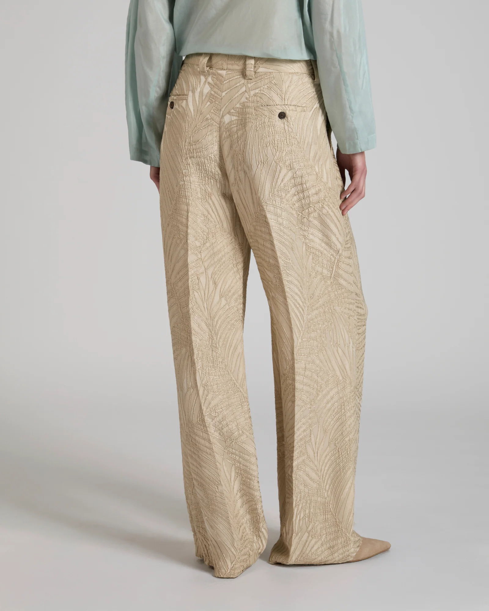Regular fit trousers in raised viscose jacquard - Image 3