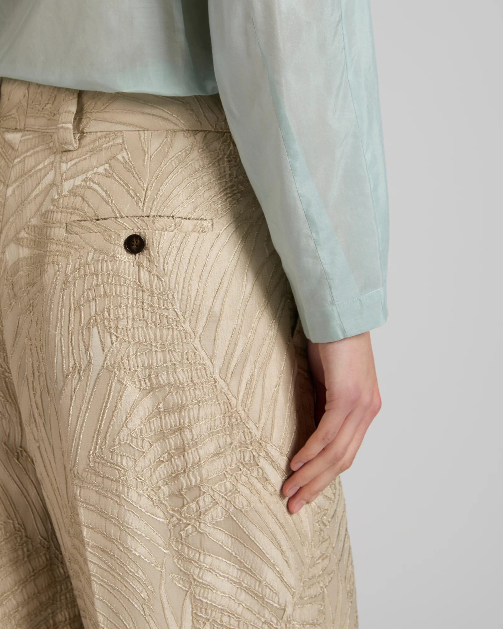 Regular fit trousers in raised viscose jacquard - Image 4