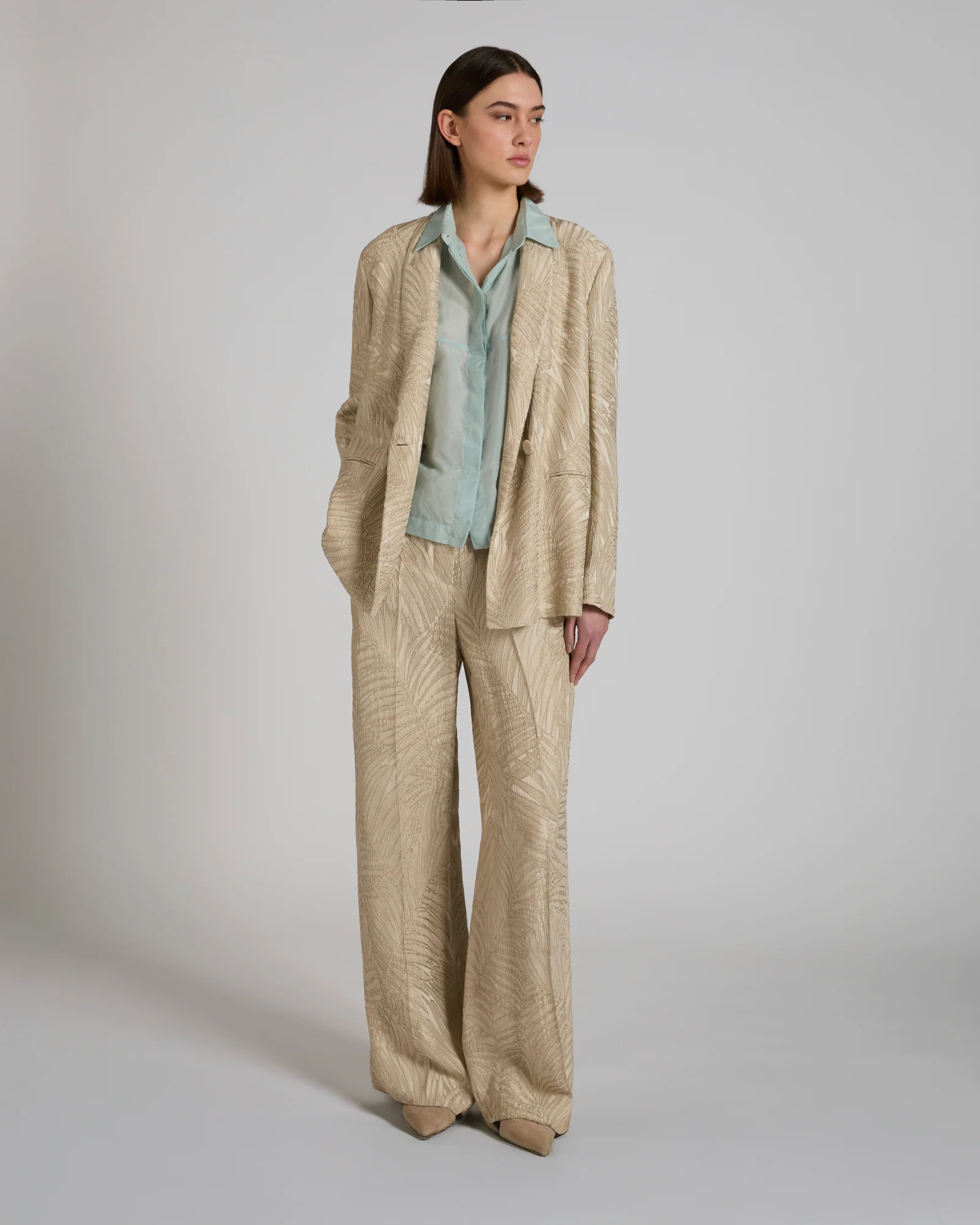 Regular fit trousers in raised viscose jacquard - Image 5