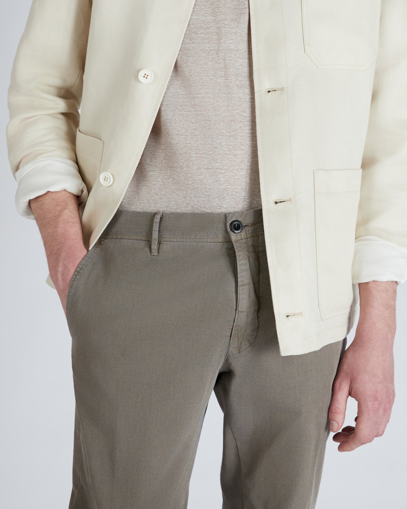 Slim-fit cotton twill trousers - Image 4