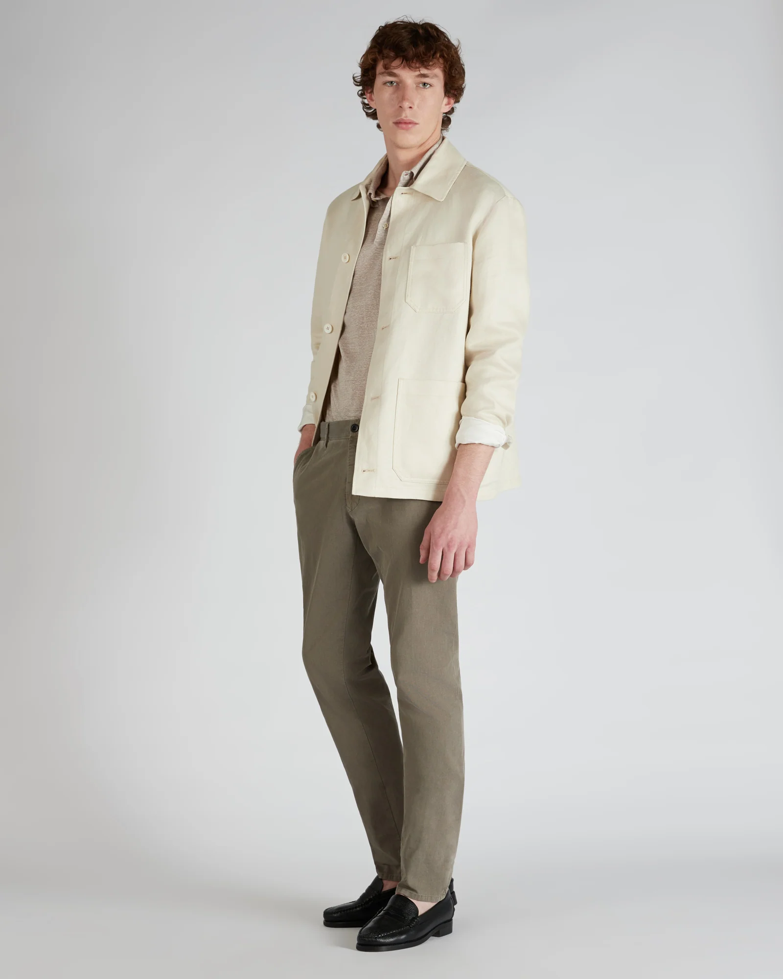 Slim-fit cotton twill trousers - Image 5