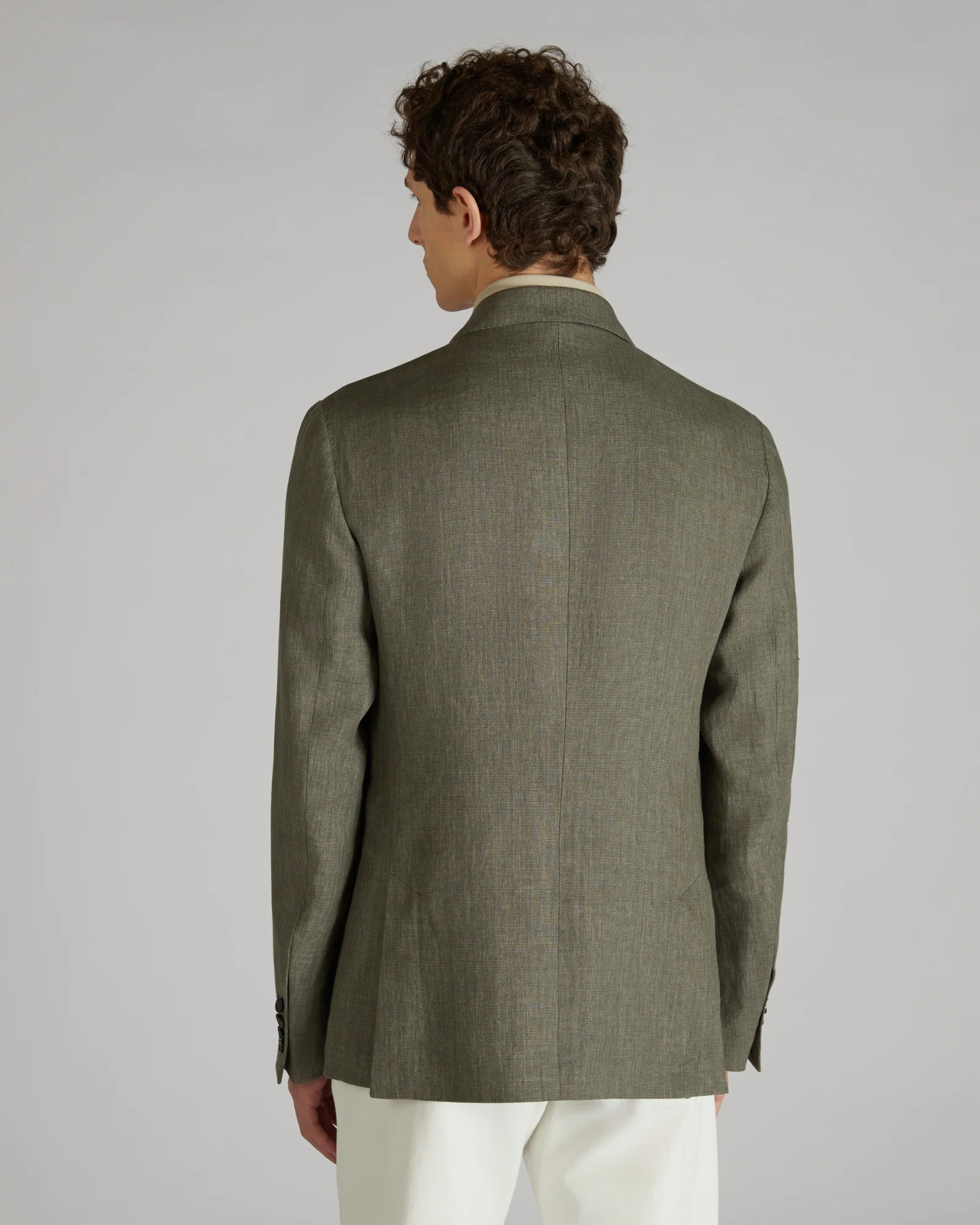 Slim-fit double-breasted delavé linen jacket - Image 3