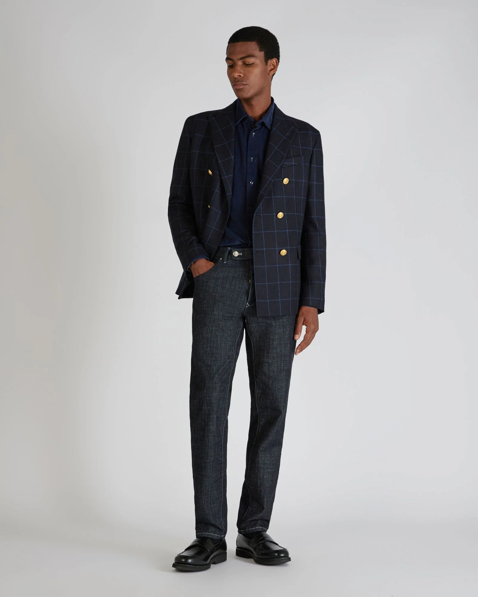 Slim fit double-breasted wool jacket - Image 5