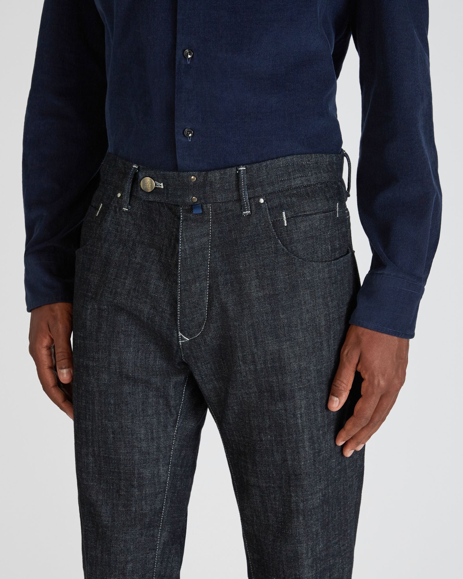 Slim fit tailored trousers made of stretch denim - Image 4