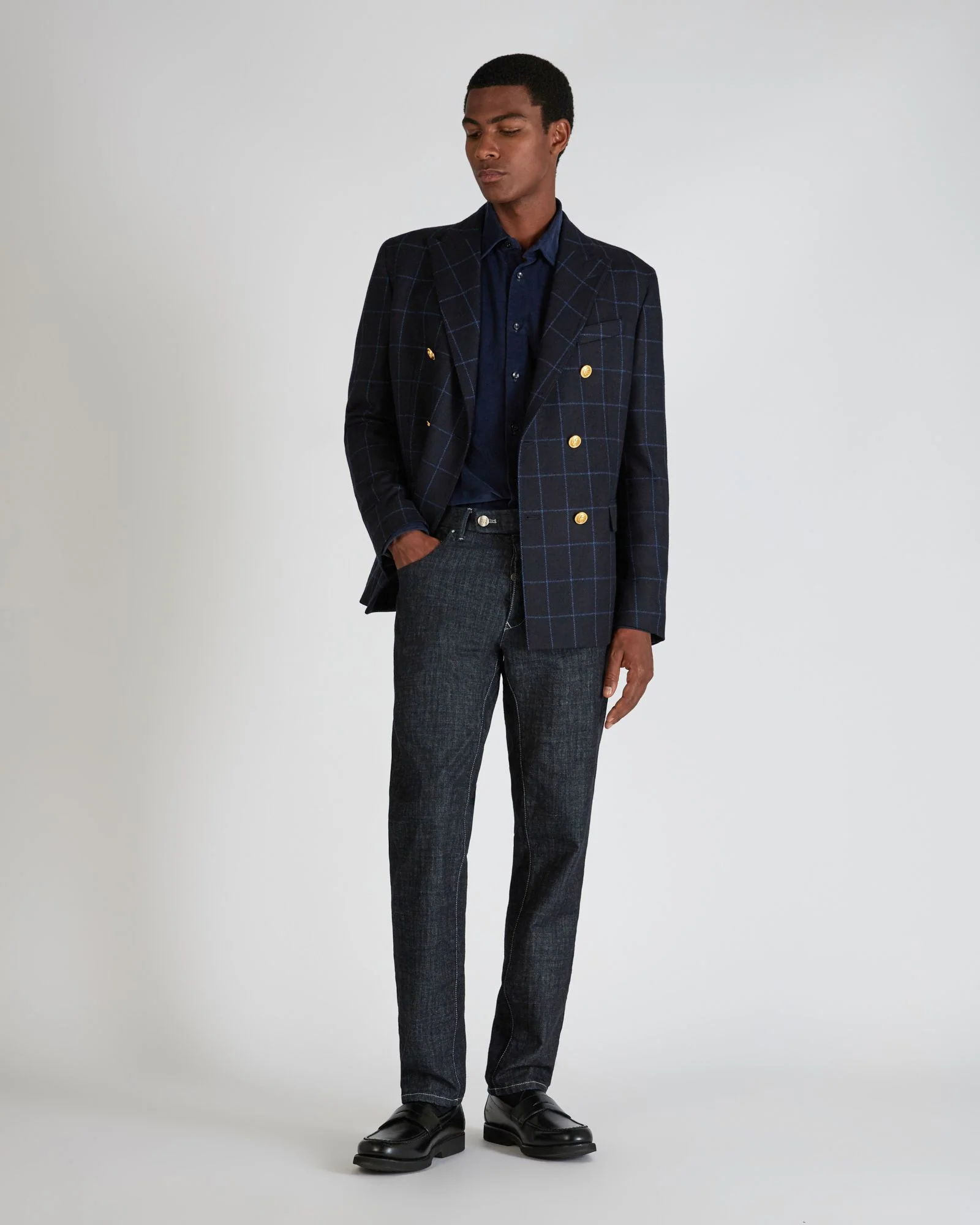 Slim fit tailored trousers made of stretch denim - Image 5