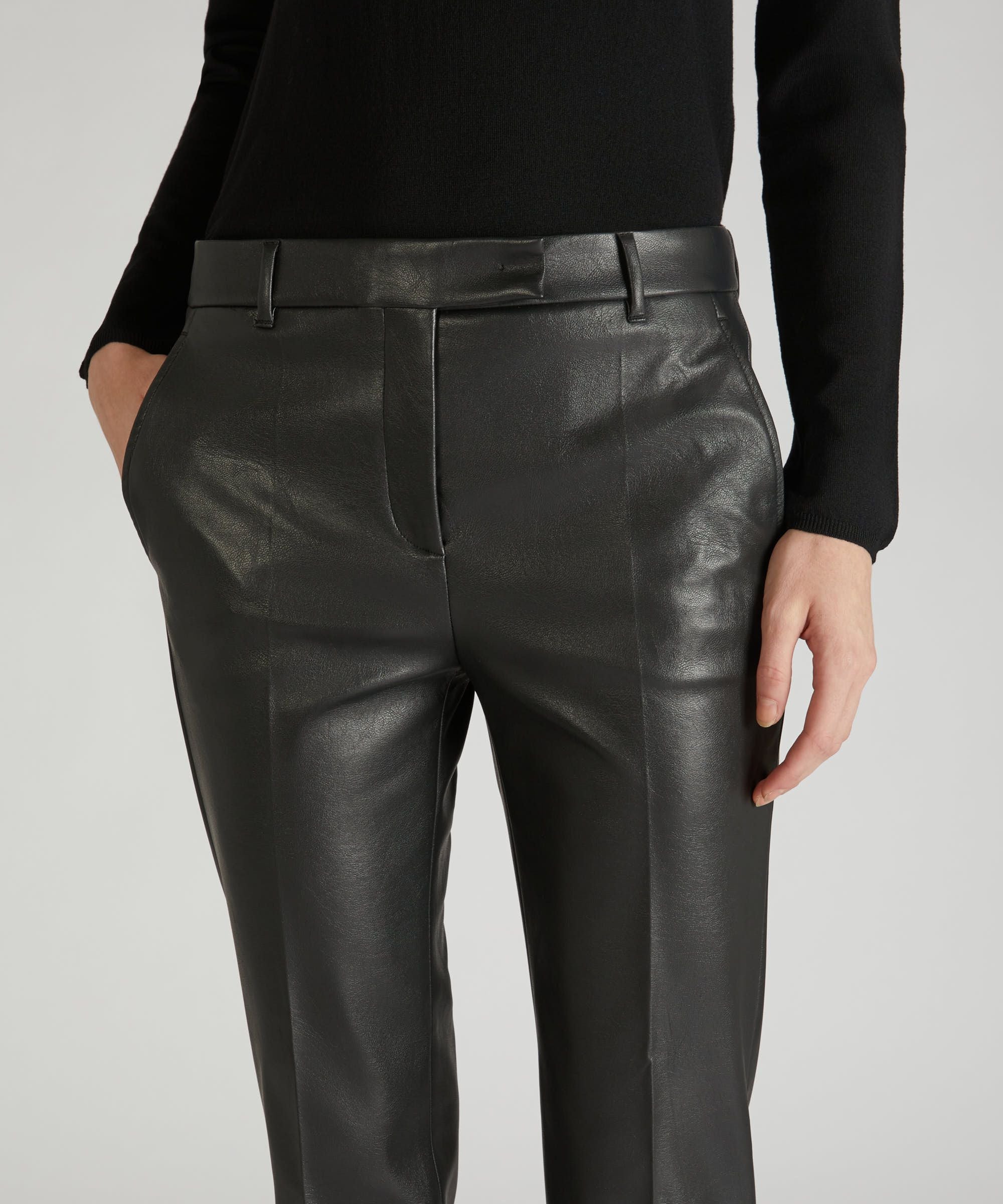 Slim-fit trousers in stretch faux leather - Image 4