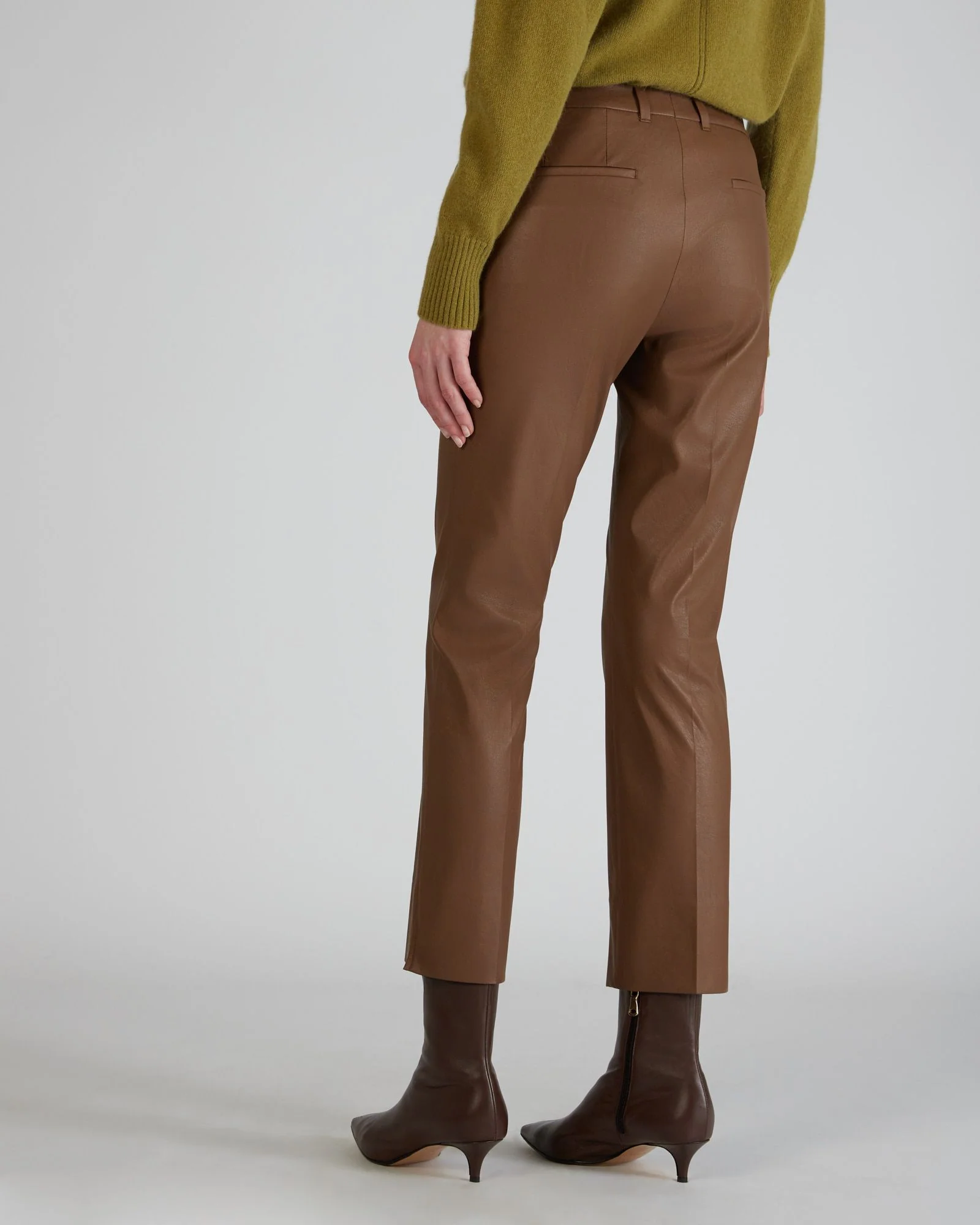 Slim fit trousers in stretch faux leather - Image 3