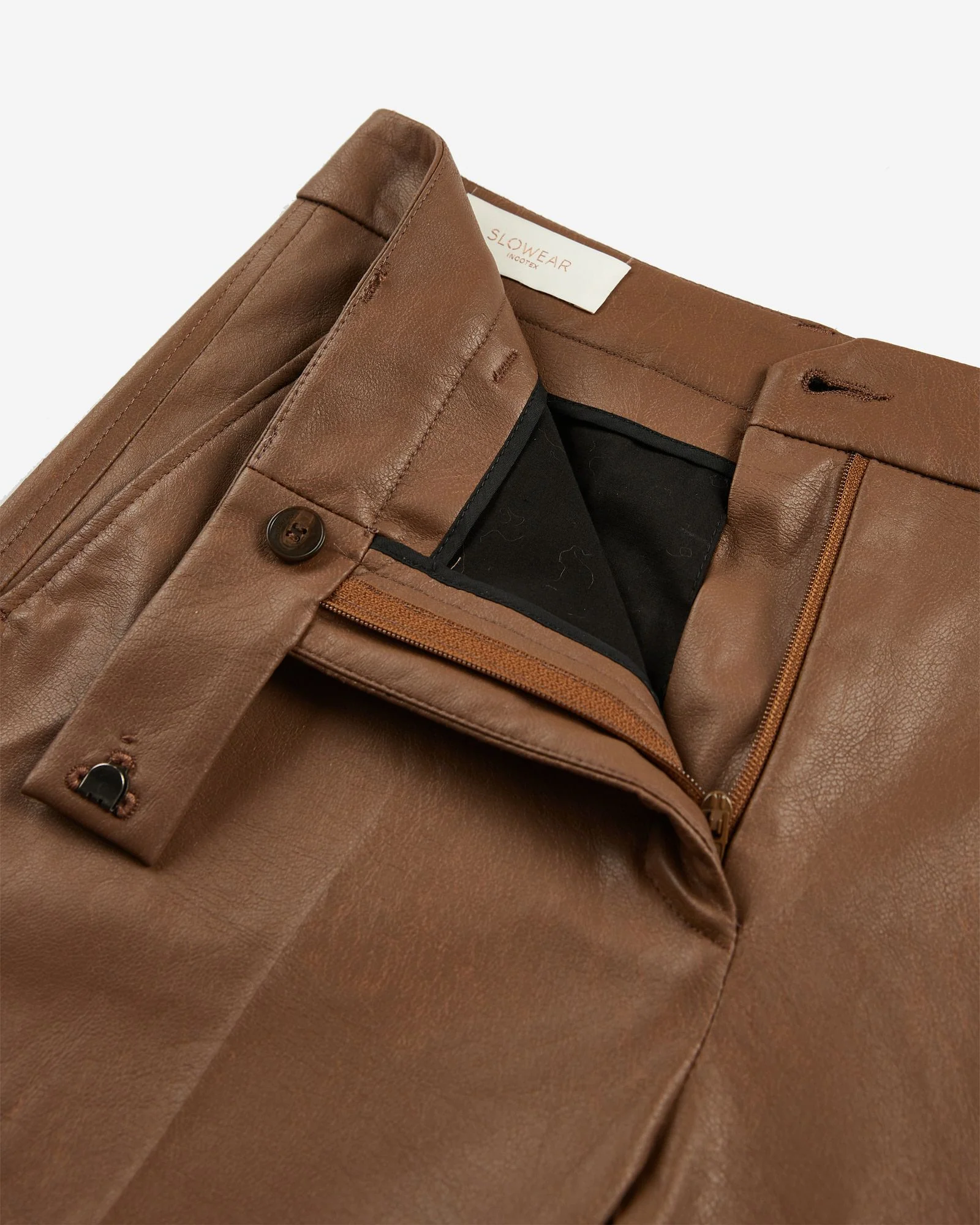 Slim fit trousers in stretch faux leather - Image 6