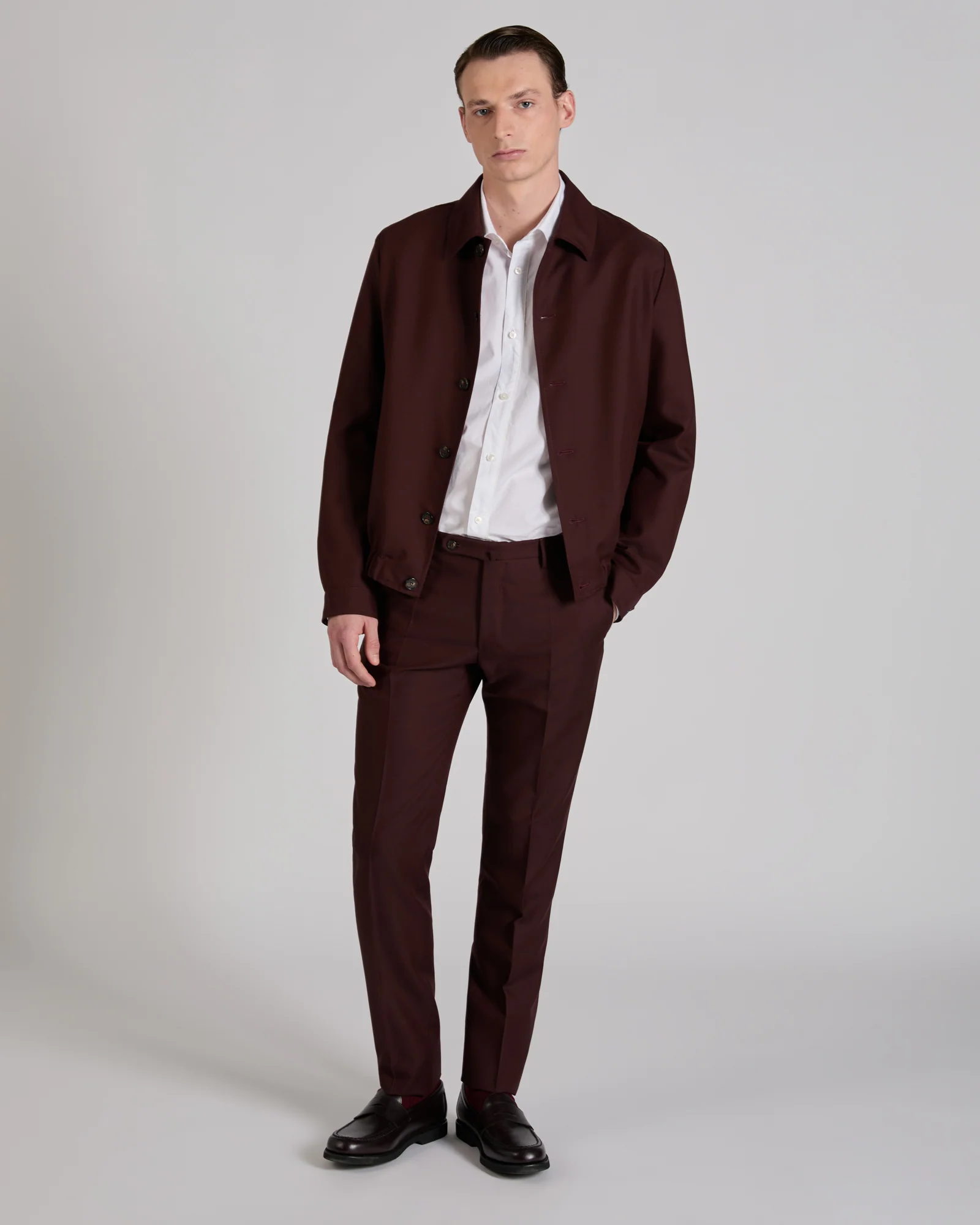 Slim fit virgin wool and mohair twill trousers - Image 5
