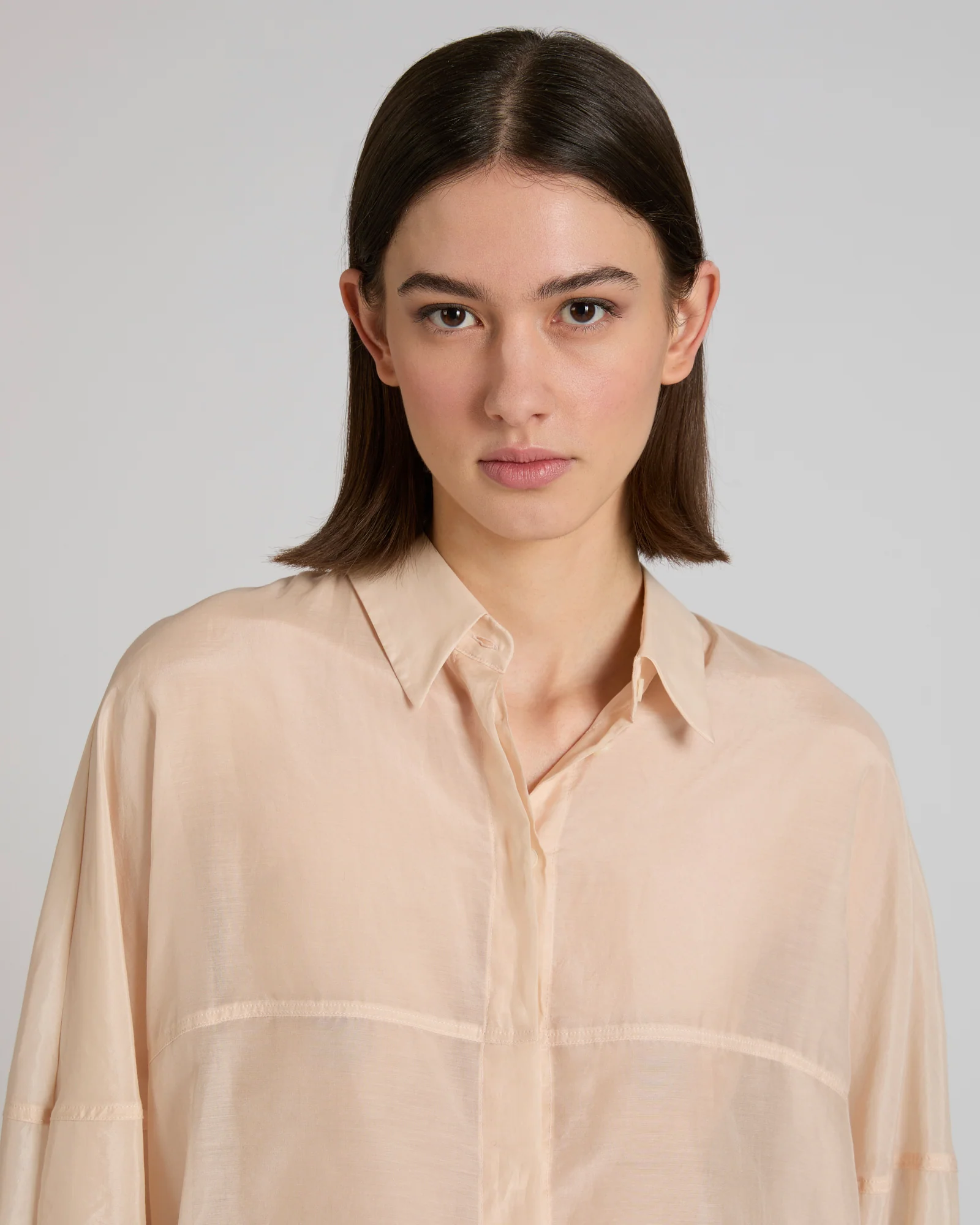 Wide fit shirt in silk and cotton muslin - Image 4