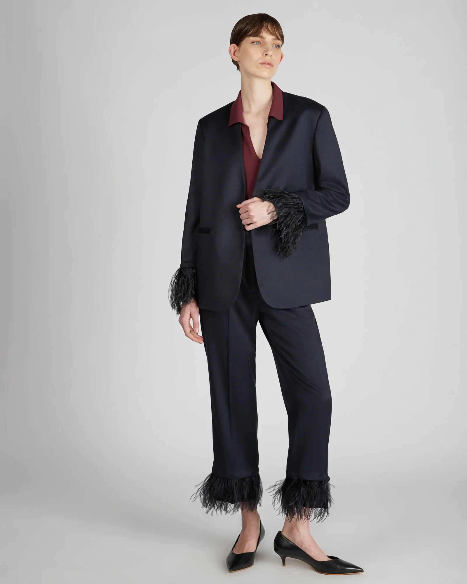 Wide fit V neck polo shirt in Flexwool - Image 5