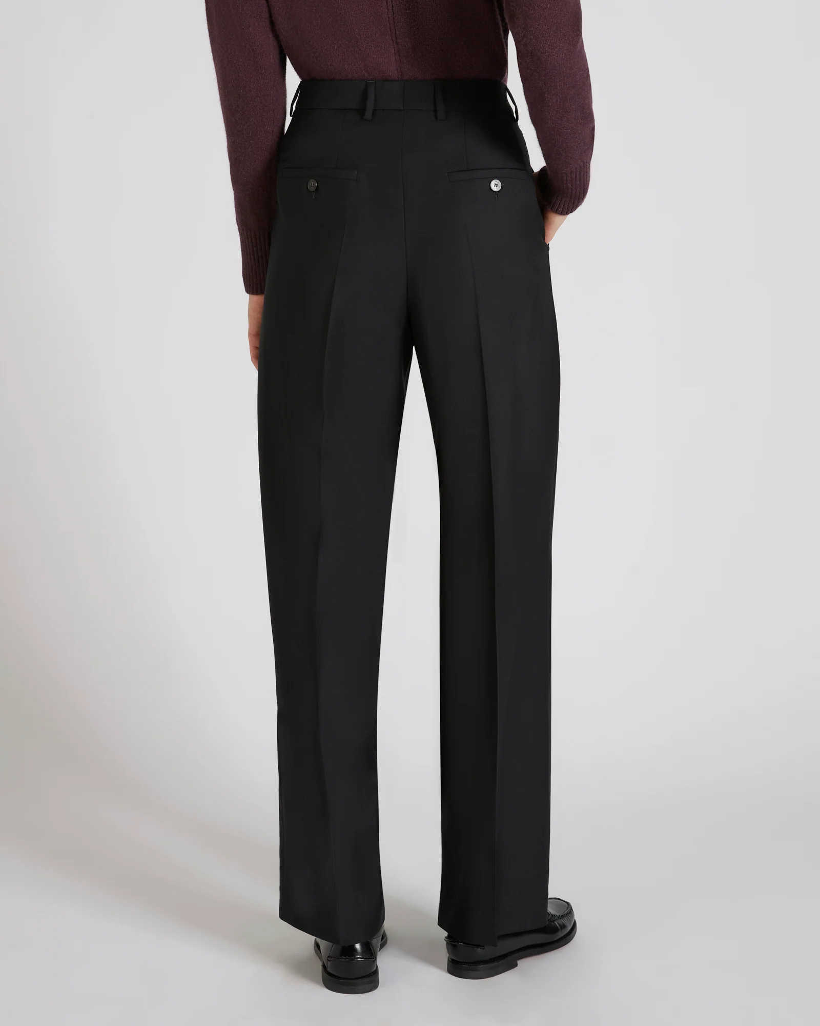 Wide fit wool fabric trousers - Image 3