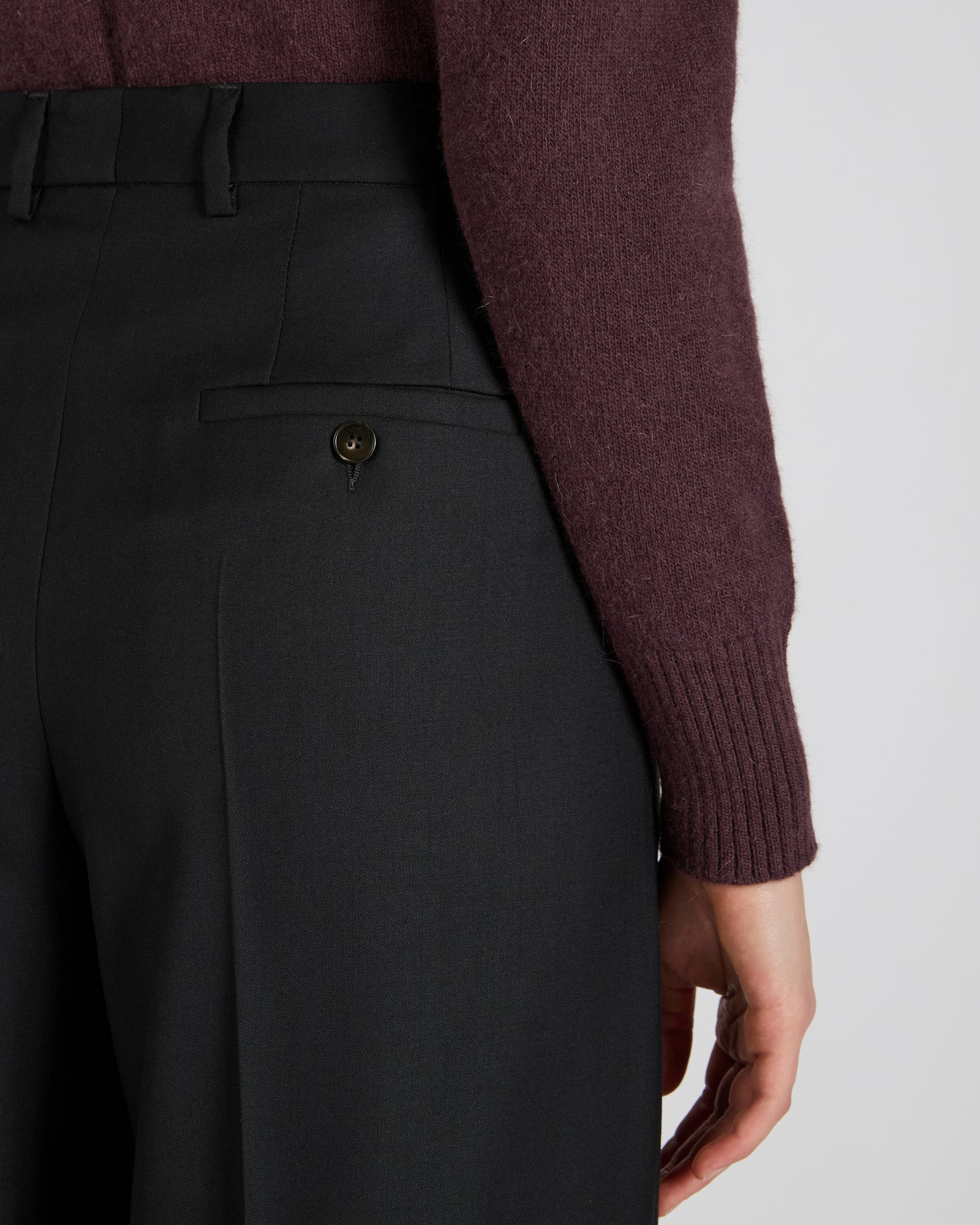 Wide fit wool fabric trousers - Image 4