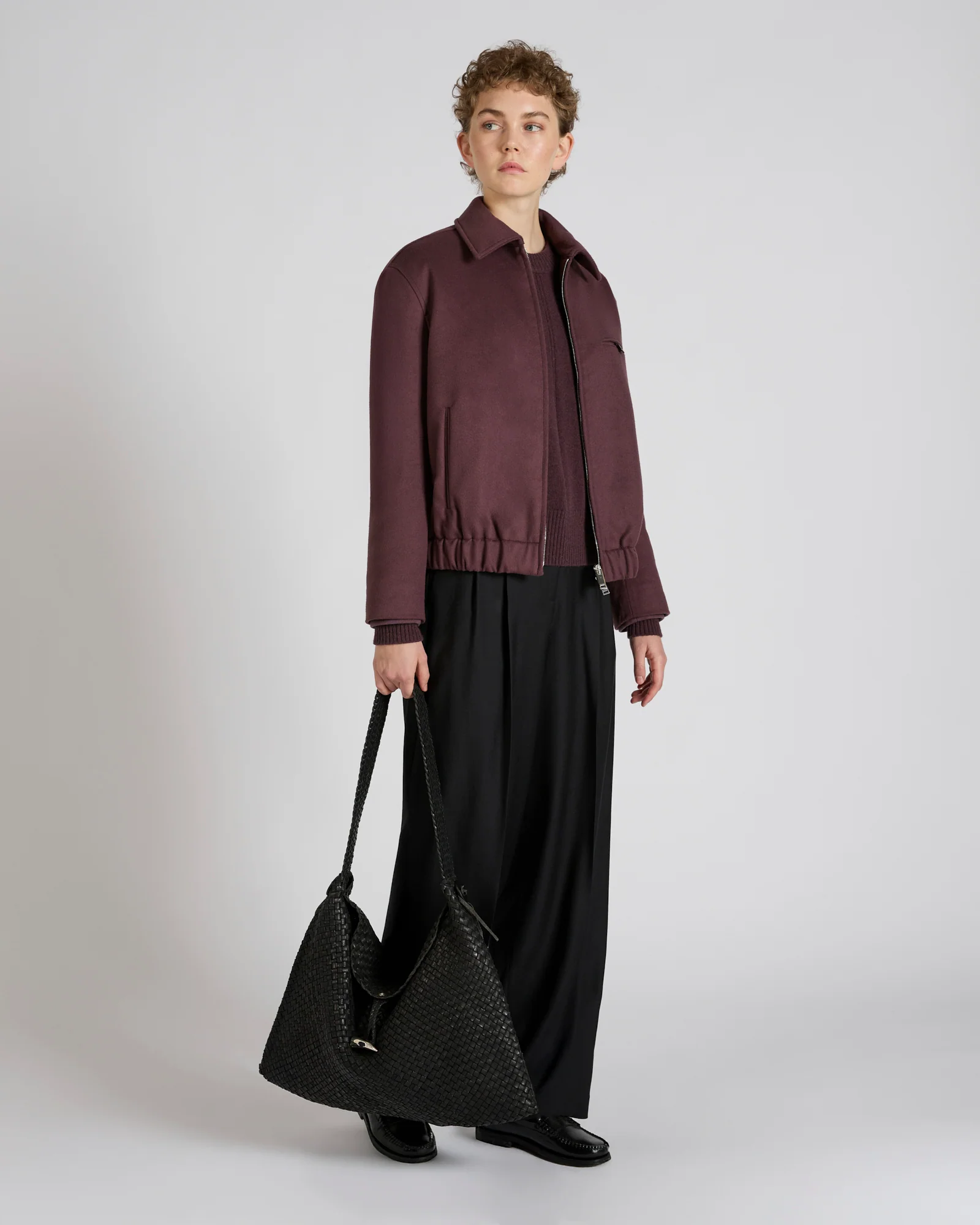 Wide fit wool fabric trousers - Image 5